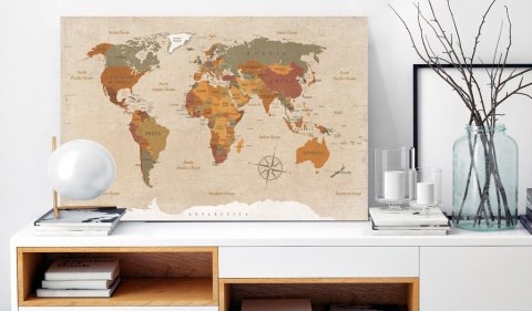 Obraz - Mapa świata: Beżowy szyk Obraz - Mapa świata: Beżowy szyk