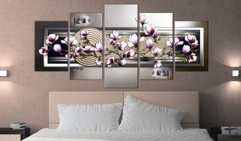 OBRAZ NA ŚCIANĘ DO SALONU, 100 x 50 cm, 5 CZĘŚCIOWY - Magnolia i ogród Zen OBRAZ NA ŚCIANĘ DO SALONU, 100 x 50 cm, 5 CZĘŚCIOWY - Magnolia i ogród Zen
