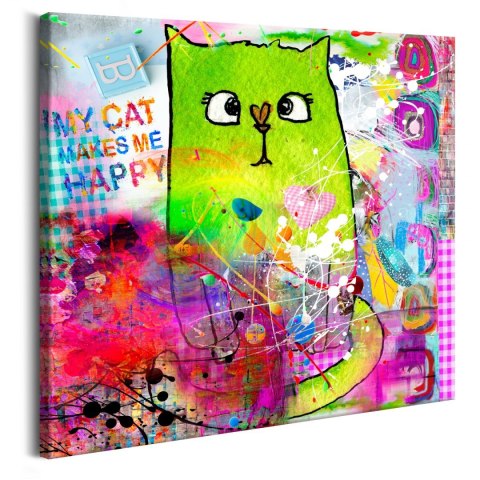 KWADRATOWY OBRAZ NA ŚCIANĘ DO SALONU 40 x 40 CM - Zwariowany kot KWADRATOWY OBRAZ NA ŚCIANĘ DO SALONU 40 x 40 CM - Zwariowany kot