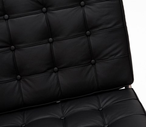 ELEGANCKI FOTEL BARCELONA, CZARNA SKÓRA NATURALNA, CHROMOWANE NOGI ELEGANCKI FOTEL BARCELONA, CZARNA SKÓRA NATURALNA, CHROMOWANE NOGI