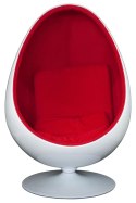 FOTEL EGG, JAJO, OWALNY, BIAŁO-CZERWONY, FUTURYSTYCZNY, OBROTOWY, NIETYPOWY