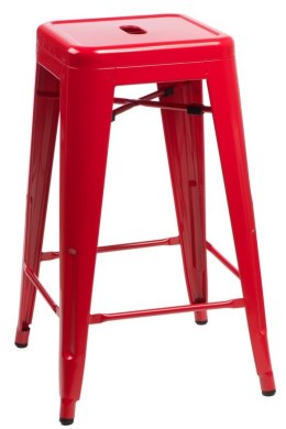 METALOWY HOKER LOFT ARTPRO - CZERWONY, INDUSTRIALNY STOŁEK BAROWY