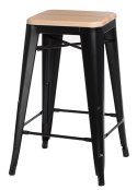 METALOWY CZARNY HOKER LOFT ARTPRO, INDUSTRIALNY, DO KUCHNI, DREWNO