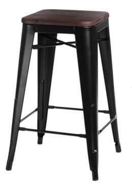 METALOWY CZARNY HOKER LOFT ARTPRO, INDUSTRIALNY, DO KUCHNI, DREWNO, 65 CM