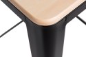 CZARNY METALOWY HOKER LOFT ARTPRO, INDUSTRIALNY, DO KUCHNI, DREWNO