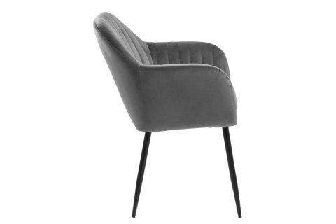 TAPICEROWANE KRZESŁO Z PODŁOKIETNIKAMI, CIEMNE SZARE, CZARNY METAL, GLAMOUR TAPICEROWANE KRZESŁO Z PODŁOKIETNIKAMI, CIEMNE SZARE, CZARNY METAL, GLAMOUR