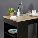 CZARNY STÓŁ BAROWY DO KUCHNI, Z PÓŁKAMI, 115 CM, MDF, LOFT, ELEGANCKI