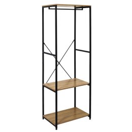 WIESZAK GARDEROBE, CZARNY METAL, MDF, DĄB, PÓŁKI, INDUSTRIALNY, LOFT