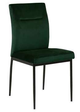 ELEGANCKIE CIEMNE ZIELONE KRZESŁO, CZARNY METAL, DO JADALNI, GLAMOUR