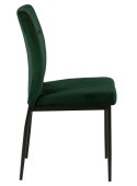 ELEGANCKIE CIEMNE ZIELONE KRZESŁO, CZARNY METAL, DO JADALNI, GLAMOUR