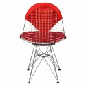 METALOWE KRZESŁO, CHROM, CZERWONE, LOFT, DO JADALNI, NOWOCZESNE