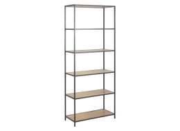 REGAŁ DENMARK, DĄB, 6 PÓŁEK, CZARNY METAL, LOFT, INDUSTRIALNY, 185 CM