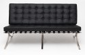 Sofa BA2 2 osobowa, czarna skóra naturalna