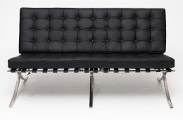 Sofa BA2 2 osobowa, czarna skóra naturalna