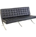 Sofa Barcelona, 3 osobowa, czarna skóra naturalna