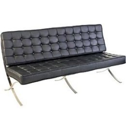 Sofa Barcelona, 3 osobowa, czarna skóra naturalna
