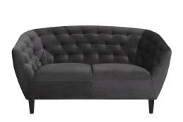SOFA 2-OSOBOWA LUSSO, SZARY WELUR, PIKOWANA, DO SALONU, ELEGANCKA