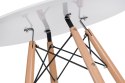 NOWOCZESNY OKRĄGŁY STÓŁ DO JADALNI - BIAŁY, 80 cm, DREWNIANE NOGI