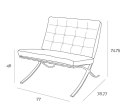 ELEGANCKI FOTEL BARCELONA, CZARNA SKÓRA NATURALNA, CHROMOWANE NOGI