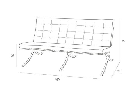 Sofa BA2 2 osobowa, czarna skóra naturalna Sofa BA2 2 osobowa, czarna skóra naturalna