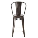 METALOWY HOKER LOFT ARTPRO, Z OPARCIEM, INDUSTRIALNY STOŁEK BAROWY, 66 CM