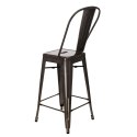 METALOWY HOKER LOFT ARTPRO, Z OPARCIEM, INDUSTRIALNY STOŁEK BAROWY, 66 CM