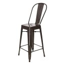 METALOWY HOKER LOFT ARTPRO, Z OPARCIEM, INDUSTRIALNY STOŁEK BAROWY, 66 CM