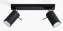 NOWOCZESNA CZARNA LAMPA SUFITOWA, PLAFON, REGULOWANY SPOT, 2 x GU10, 30 CM
