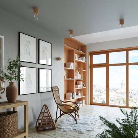 IDUSTRIALNY MAŁY PLAFON, LOFT, DREWNO, ŻARÓWKA E27 IDUSTRIALNY MAŁY PLAFON, LOFT, DREWNO, ŻARÓWKA E27