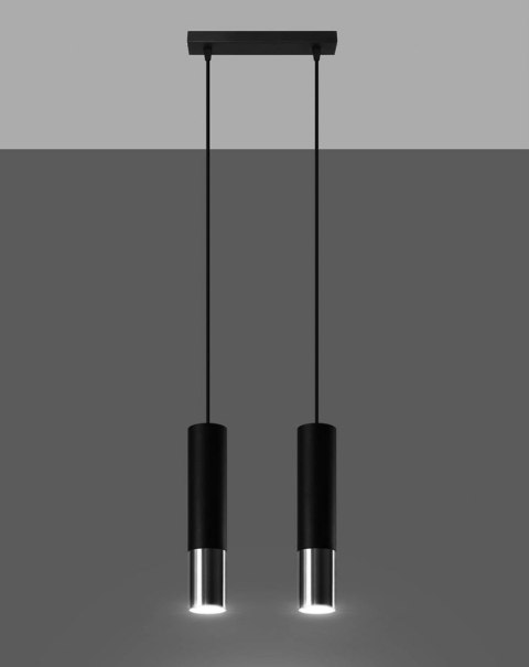 Lampa wisząca LOOPEZ 2 czarny/chrom Lampa wisząca LOOPEZ 2 czarny/chrom
