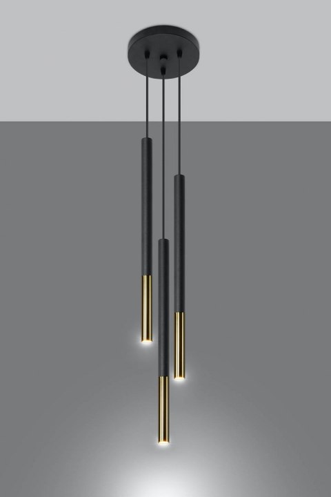 Lampa wisząca MOZAICA 3P czarny/złoto Lampa wisząca MOZAICA 3P czarny/złoto