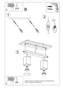 NOWOCZESNA CZARNA LAMPA, METAL, SPOT 2 x GU10