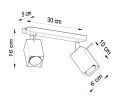NOWOCZESNA SZARA LAMPA, METAL, SPOT, 2 x GU10