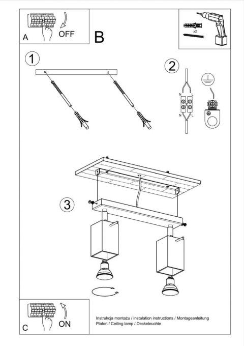 NOWOCZESNA SZARA LAMPA, METAL, SPOT, 2 x GU10 NOWOCZESNA SZARA LAMPA, METAL, SPOT, 2 x GU10
