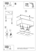 CZARNO-BIAŁY PLAFON, PROSTOKĄT, SALON, 2 x GU10