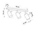 NOWOCZESNA SZARA LAMPA, REGULOWANY SPOT, 3 x GU10