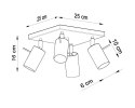 NOWOCZESNA SZARA LAMPA, REGULOWANY SPOT, 4 x GU10