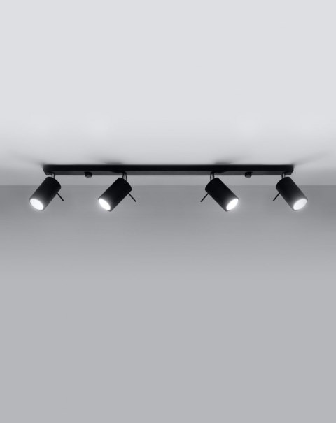 NOWOCZESNA CZARNA LAMPA, REGULOWANY SPOT, 4 x GU10 NOWOCZESNA CZARNA LAMPA, REGULOWANY SPOT, 4 x GU10