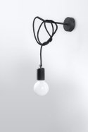 KINKIET EDISON CZARNY, DŁUGI KABEL, INDUSTRIALNY