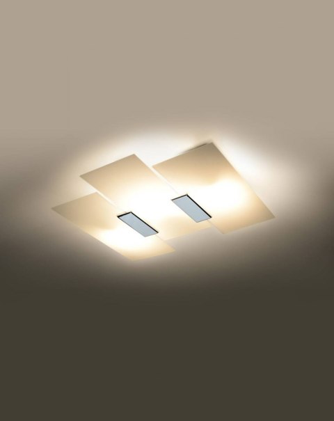 NOWOCZESNY PLAFON, SALON, BIAŁE SZKŁO, CHROM, 3xE27 NOWOCZESNY PLAFON, SALON, BIAŁE SZKŁO, CHROM, 3xE27