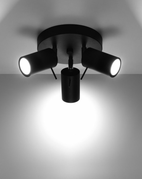 NOWOCZESNA CZARNA LAMPA, REGULOWANY SPOT, 3 x GU10 NOWOCZESNA CZARNA LAMPA, REGULOWANY SPOT, 3 x GU10