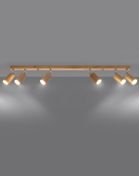 DREWNIANY PLAFON BERG, 6 REGULOWANYCH LAMP, SPOT DREWNIANY PLAFON BERG, 6 REGULOWANYCH LAMP, SPOT