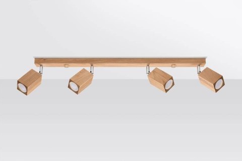 DREWNIANA LAMPA LOFT, DĄB, SZYNA, SPOT, 4 x GU10