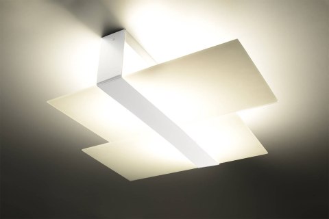 NOWOCZESNY PLAFON, WIELOKĄT, BIAŁE SZKŁO, METAL NOWOCZESNY PLAFON, WIELOKĄT, BIAŁE SZKŁO, METAL