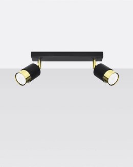 NOWOCZESNA LAMPA, SPOT, CZARNA, ZŁOTA, 2 x GU10