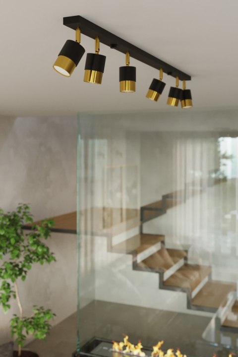 NOWOCZESNA LAMPA, SPOT, CZARNA, ZŁOTA, 2 x GU10 NOWOCZESNA LAMPA, SPOT, CZARNA, ZŁOTA, 2 x GU10