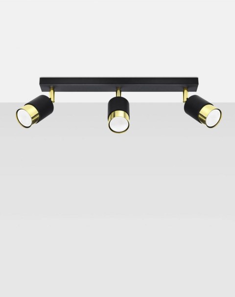 NOWOCZESNA LAMPA, SPOT, CZARNA, ZŁOTA, 3 x GU10 NOWOCZESNA LAMPA, SPOT, CZARNA, ZŁOTA, 3 x GU10
