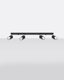 NOWOCZESNA LAMPA, SPOT, CZARNA, CHROM, 4 x GU10