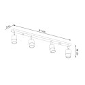 NOWOCZESNA LAMPA, SPOT, CZARNA, CHROM, 4 x GU10