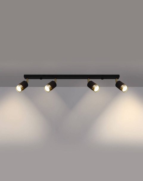 NOWOCZESNA LAMPA, SPOT, CZARNA, ZŁOTA, 4 x GU10 NOWOCZESNA LAMPA, SPOT, CZARNA, ZŁOTA, 4 x GU10
